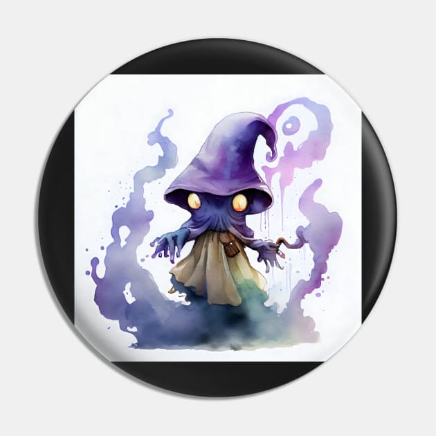 Cute Watercolor Mind Flayer Pin by artsyindc