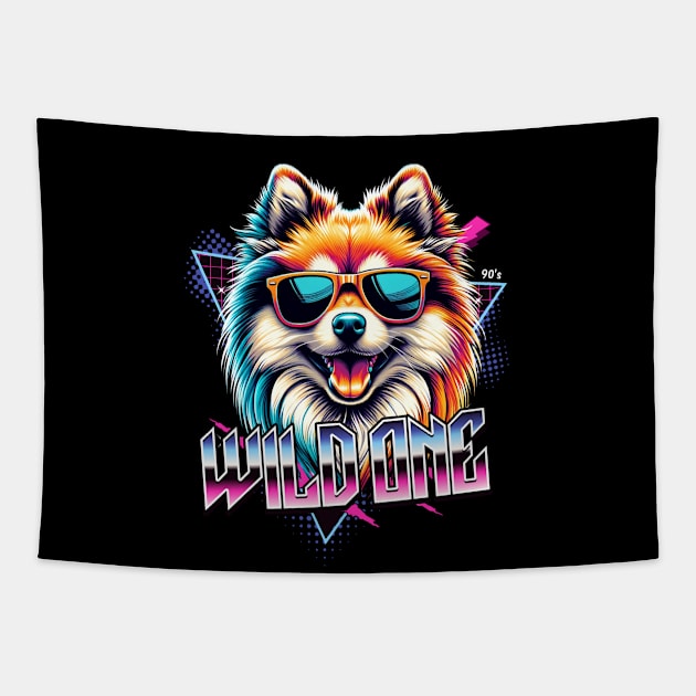 Wild One Finnish Spitz Dog Tapestry by Miami Neon Designs