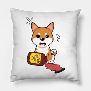 Funny orange dog Spills BBQ Sauce Pillow