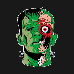 Green Zombie Undead Frankenstein Monster Comic Book Style T-Shirt