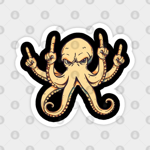 Octopus Middle Fingers Magnet by Pixel Threads 