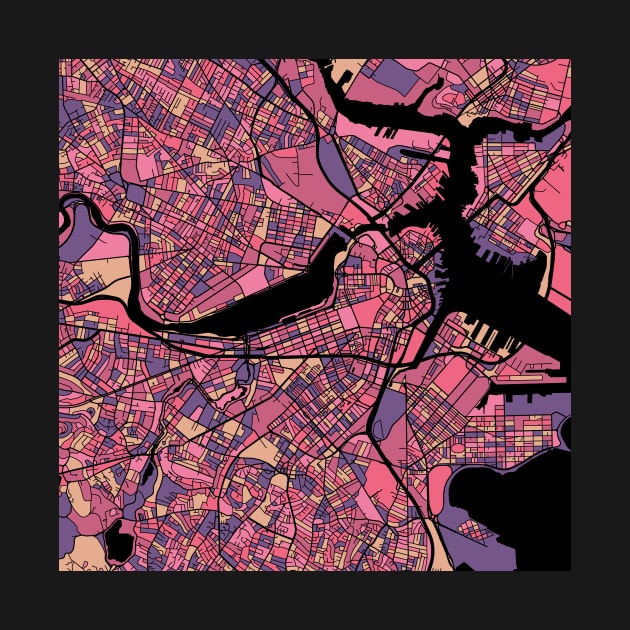 Boston Map Pattern in Purple & Pink by PatternMaps