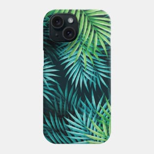 Tropical Green And Blue Botanical Palm Leaves Phone Case