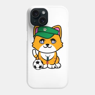 Funny orange cat is a soccer coach Phone Case