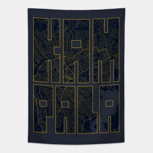 Kampala, Uganda City Map Typography - Gold Art Deco Tapestry