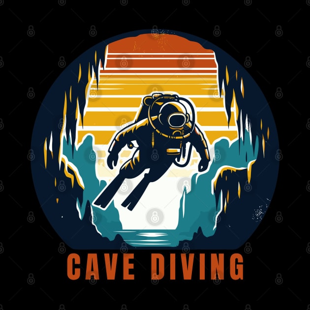 Retro Cave Diving Explore Adventure by TomFrontierArt