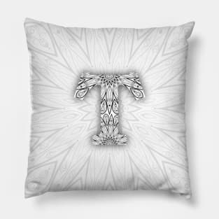 'T' Intricate Pattern Pillow