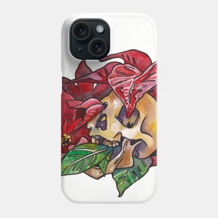 Poinsettia Skull for Christmas Cheer Phone Case