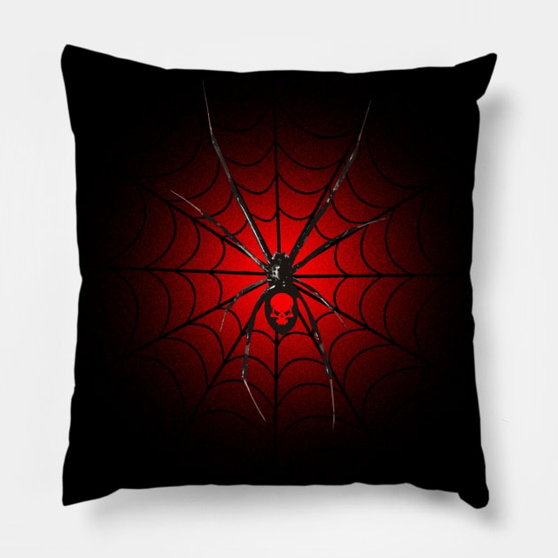 Black Widow Spider Pillow by Artizan