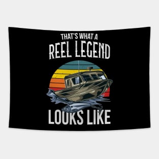 Reel Legend Fishing Boat Fisherman Retro Tapestry