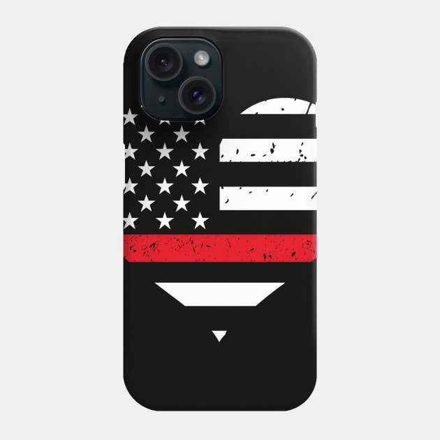 Firefighter Heart - Thin Red Line Flag - Firefighter Wife Phone Case by bluelinemotivation
