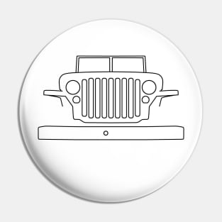 Classic Willys Overland MB Jeep 4x4 black outline graphic Pin