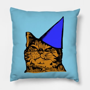 Drunk Party Cat (Blue Version) Pillow