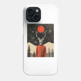 Surreal reindeer winter collage Phone Case