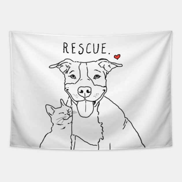 Rescue Pit Bull and Cat Tapestry by sockdogs