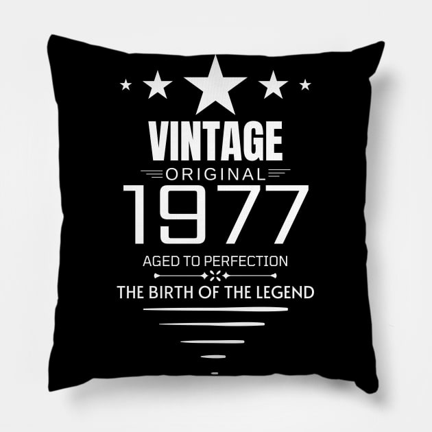 Vintage 1977 - Gift Birthday Pillow by Fluen