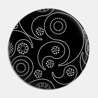 Paisley Principle 1 White on Black Pin