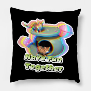 Have Fun Together CatCat Pillow