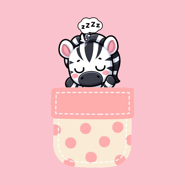 Sleepy Zebra in Polka Dot Pocket by Pink & Pretty