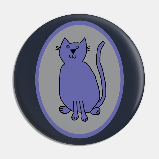 Very Peri Cat on Ultimate Gray Oval Pin by ellenhenryart