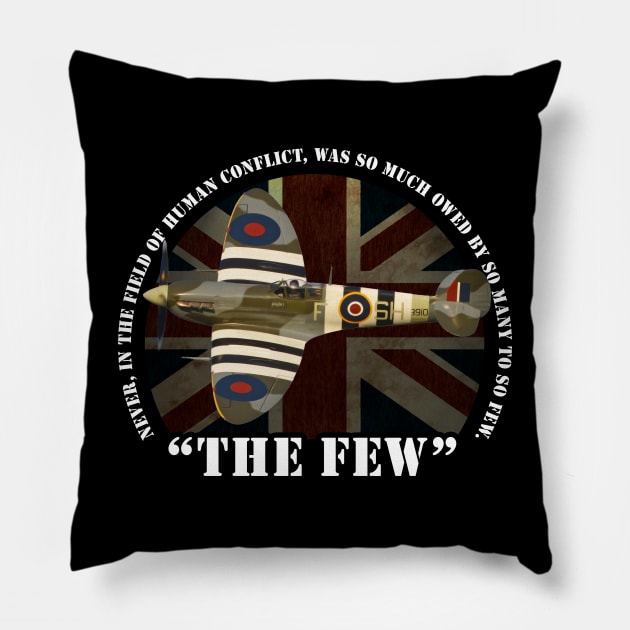 Spitfire Battle Of Britian RAF Fighter Aircraft Plane Airplane British Supermarine Pillow by BeesTeez