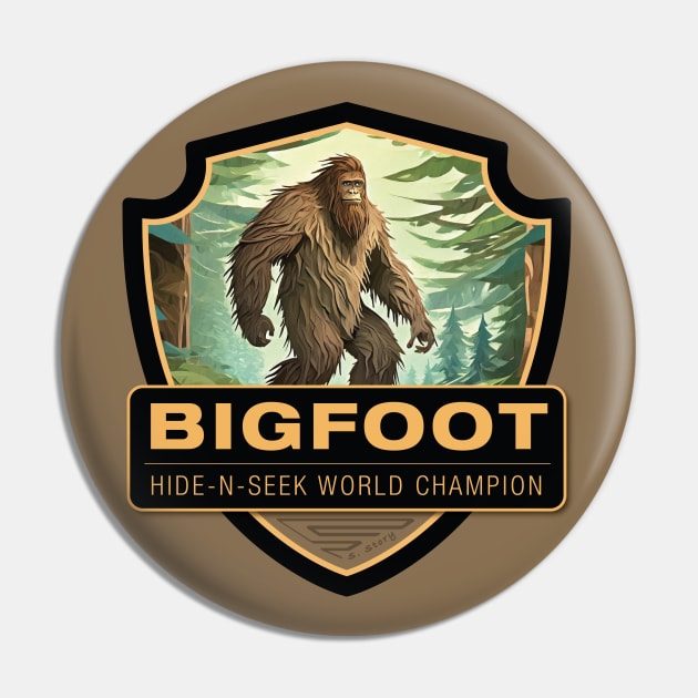 Bigfoot Hide-N-Seek World Champion Pin by Curious World