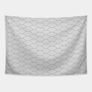 Japanese Seigaiha Grey and White Pattern Tapestry