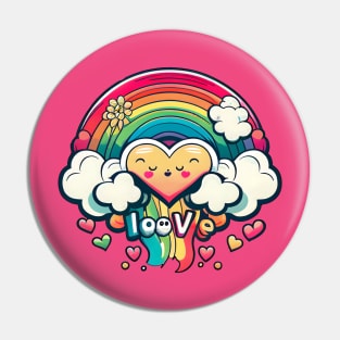 Loove Valentines Rainbow Heart lgbtq Pin