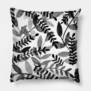 Watercolor branches - black and white Pillow