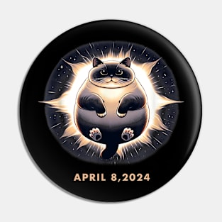 Total Solar Eclipse Funny Fat Cat 8 April 2024 Gift For boys Girls KIds Pin