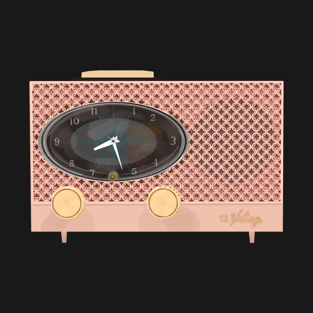 Vintage pink radio by jenblove