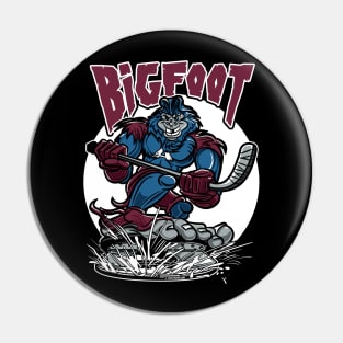 Bigfoot Hockey Player Mascot Pin