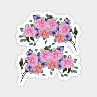 Watercolor Painted Flowers Stickers by Cherie(c)2021 Magnet