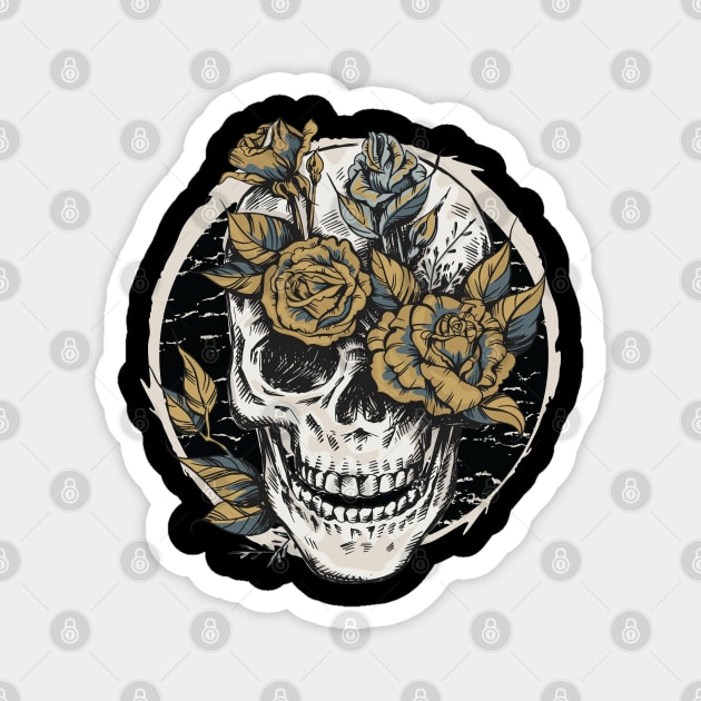 Unique Skull and Roses Graphic Magnet by Graphic Duster