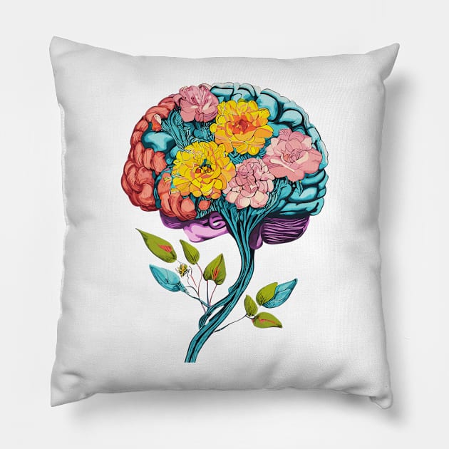 brain flowers Pillow by designfurry 