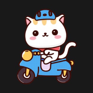 Cute Kawaii Cat on a Bike T-Shirt