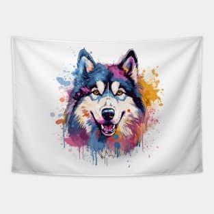 Watercolor Husky Tapestry