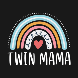 Twin Mama Gifts For Women Funny Mom Of Two Rainbow T-Shirt