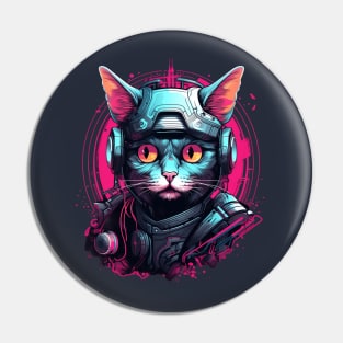 Cyberpunk Cat Cybercat Futuristic Fighter Pin