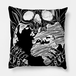 Skull Earth in Danger Pillow
