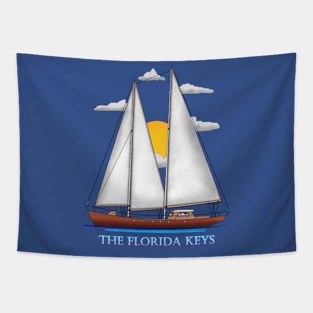 The Florida Keys Coastal Nautical Sailing Sailor Tapestry by macdonaldcreativestudios