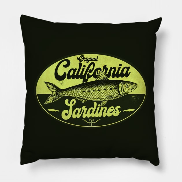 Green California Sardines Pillow by CTShirts