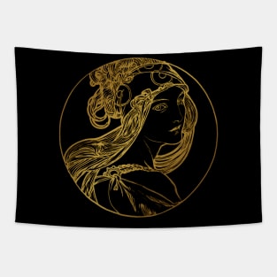 Art nouveau gold silhouette lady Tapestry