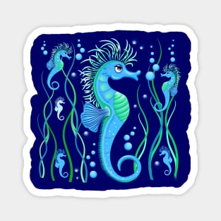 Seahorse cute blue sea animal Cartoon Character Magnet