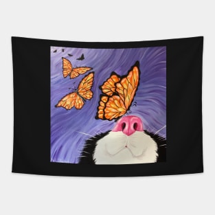 Butterfly Kisses on Cat Nose Tapestry