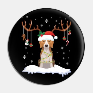 Beagle Reindeer Santa Noel Costume Dance On Snow Merry Xmas Pin