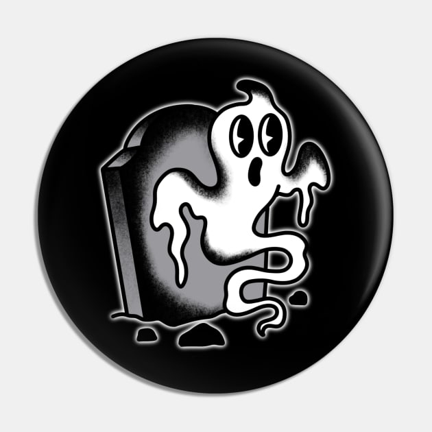 Vintage cartoon graveyard ghost Pin by LEEX337