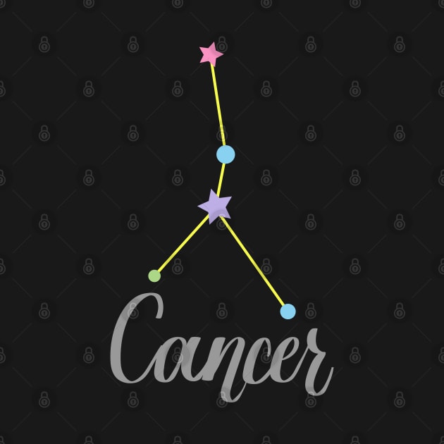 Cancer Zodiac Constellation in Pastels - Black by Kelly Gigi