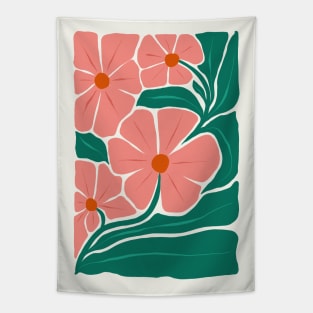 Modern Peach Pink Flowers Tapestry