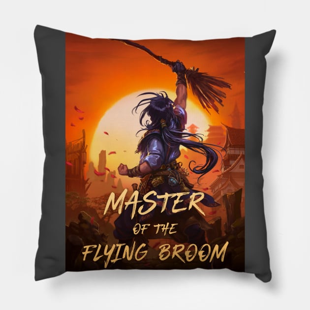 Master of the Flying Broom - Sword Saint in Training Pillow by Joseph J Bailey Author Designs